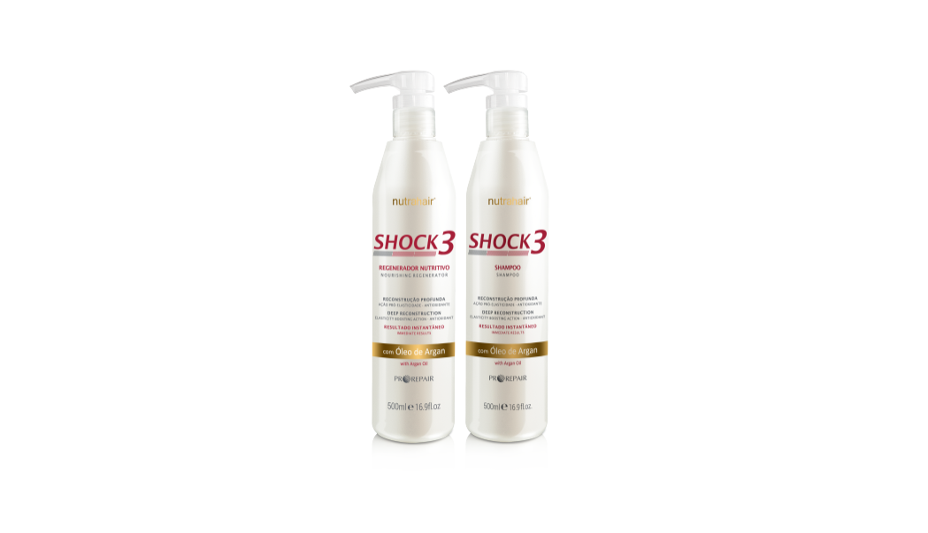 SHOCK3 ÓLEO DE ARGAN | SHAMPOO E REGENERADOR NUTRITIVO